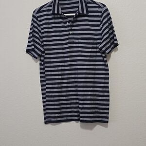 J. McLaughlin Polo in Stripe White/light Blue Mens M Casual Preppy Short Sleeve